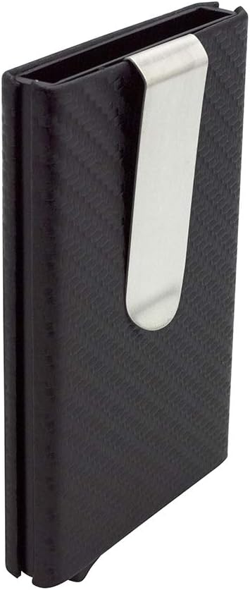 Mosiyeef RFID Blocking Credit Card Holder Organizer Mens Slim Leather wallet Carbon Fiber Money Clip