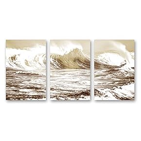 3 Piece Canvas Wall Art Wave Canvas Prints Home Artwork Decoration for Living Room,Bedroom - 16"x24" x 3 Panels
