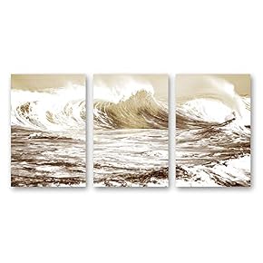 Wave Home Artwork for Living Room Bedroom x 3 Panels