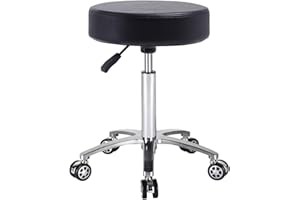 Antlu Rolling Stool Swivel Chair for Office Medical Salon Tattoo Kitchen Massage Work,Adjustable Height Hydraulic Stool with Wheels (Black)