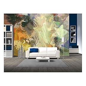 Art Abstract Acrylic Background with Colorful Blots - Removable Wall Mural | Self-Adhesive Large Wallpaper - 66x96 inches