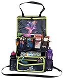 Car Back Seat Storage Organizer and IPAD / tablet / DVD holder; with Extra Long straps Multipurpose Baby Stroller Organizer & Seat Back Protector | For Diapers, Bottles, Toys & More!