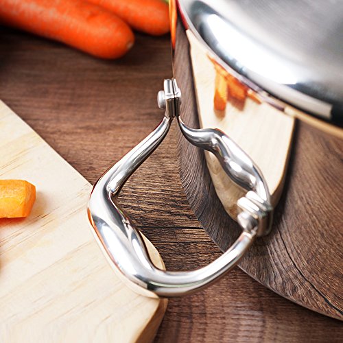 HOMI CHEF Mirror Polished NICKEL FREE Stainless Steel 6 QT(Quart) Stock Pot with Glass Lid (No Toxic Non Stick Coating, Whole-Clad 3-Ply) - Triply Stainless Steel Pots and Pans - Soup Pots with Lids