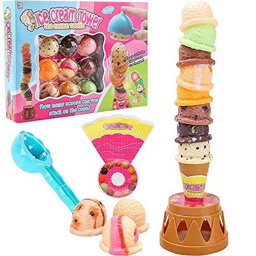 Liberty Imports Ice Cream Stacking Tower Balancing Game with Scooper