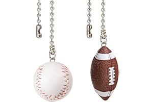 KASIYLUX Akahttbn Ceiling Fan Chain Pulls Decorative Extension 12 Inches Baseball and Football Extender Ornaments Pendant Fan Pulls Set for Ceiling Light Lamp Fan Chain (Nickel)