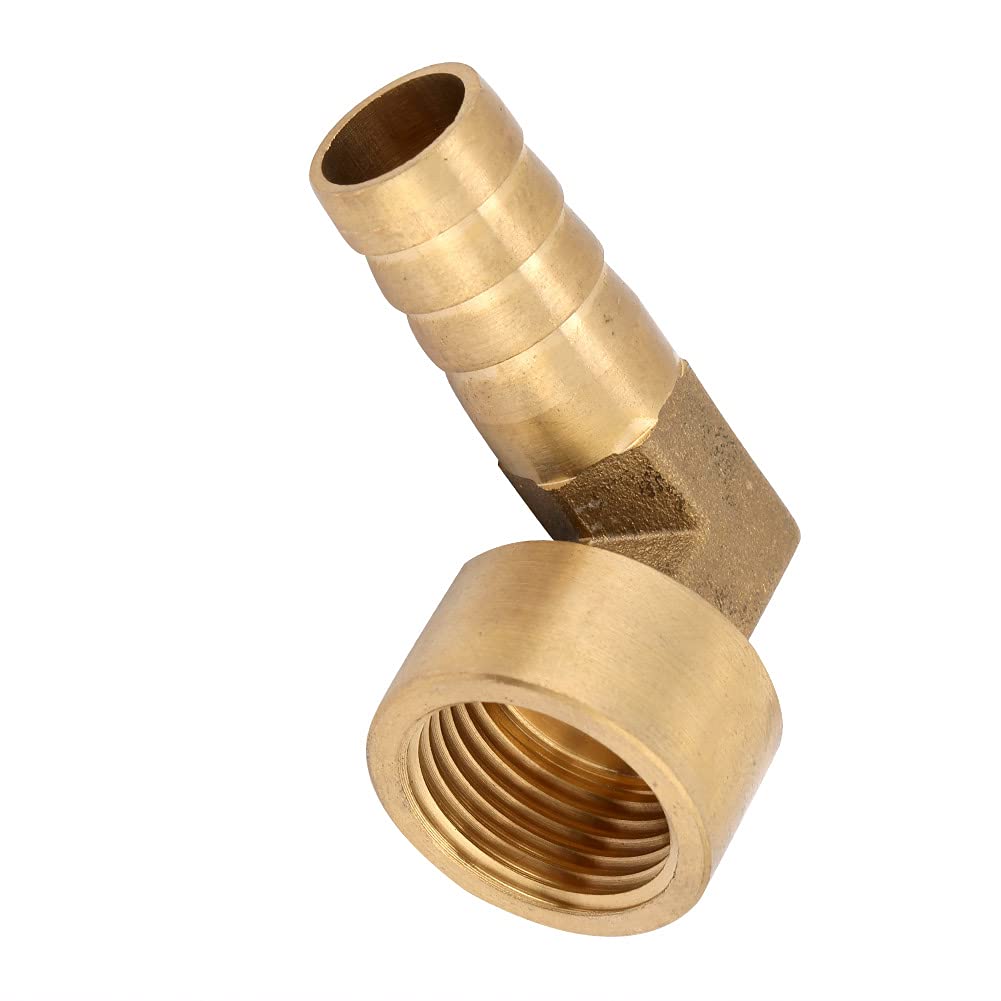 90 Degree Elbow Brass Barb Fitting Female Thread Brass Elbow Hose Barb Coupling Connector Joint Adapter Fitting G1/2 Air/Water/Fuel/Oil/Inert Gases(14mm)