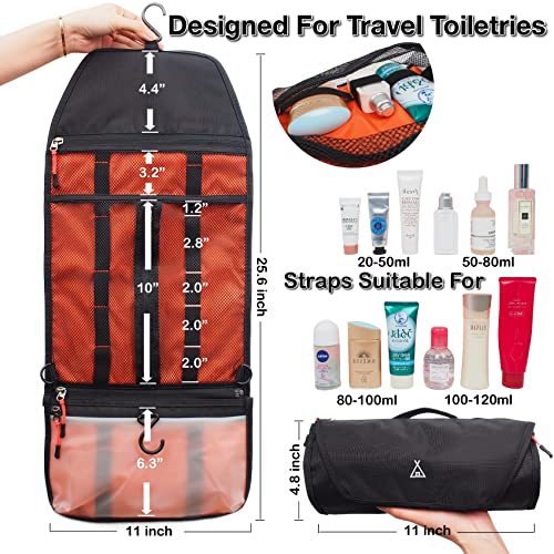 Compact Travel Toiletry Bag, Hanging Toiletry Bag for Men, Roll Up