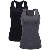 beautyin Women Tank Top with Shelf Bra Racerback Workout Yoga Tops Undershirt