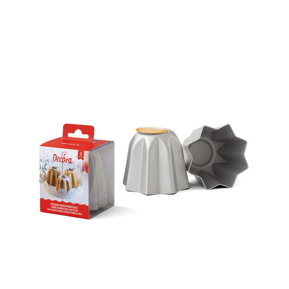 DECORA 3 Anodised Aluminium Mini-Pandoro Mould, Silver, 7.5 X 6.5cm