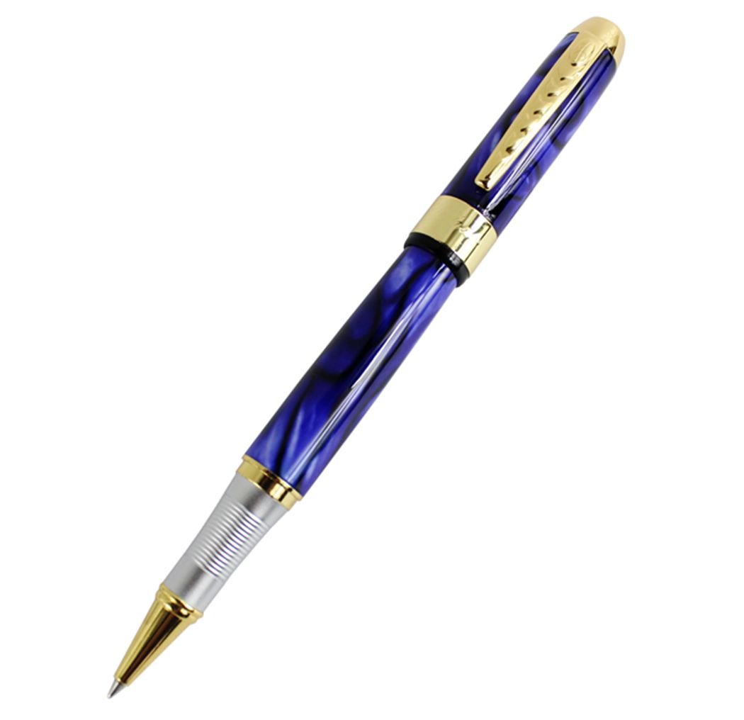 Gullor Elegant Blue Flower Gold Buckle Rollerball Pen 250 Original Pen Pouch Gift Box Set