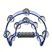 Half Moon Musical Tambourine (Blue) Double Row Metal Jingles Hand Held Percussion Drum with Ergonomic Handle Grip