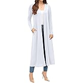 Kinnette Women's Long Cardigans Floor Length Open Front Lightweight Long Sleeve Duster Maxi Cardigan with Pockets