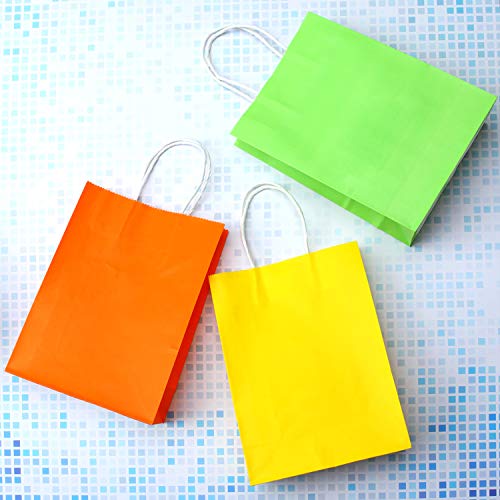 Coobey 20 Pieces Paper Party Bags Gift Bag Kraft Bag with Handle for Birthday, Tea Party, Wedding and Party Celebrations, Multicolour (Set A) - Thumbnail 4