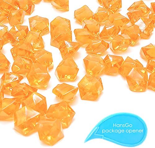 HansIce 100 Pcs Acrylic Ice Rocks, Vase Fillers, Orange