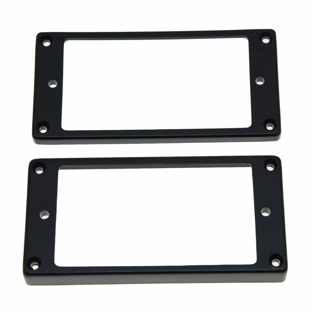 Photo 1 of Dopro Set of 2 Plastic Humbucker Pickup Ring Pickup Mounting Frame Flat Bottom 3 * 5 for Neck and 7 * 9 for Bridge Pickup Black