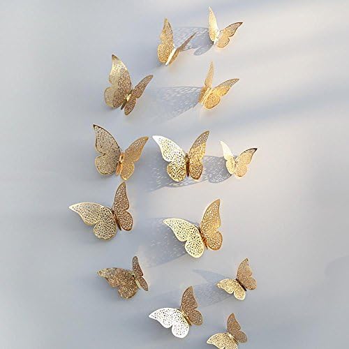 12 Pcs 3D Wall Stickers Hollow Butterfly Stickers Home Decorations for Fridge Christmas by LuckUK