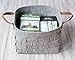 Woven Felt Storage Basket, LOONG BABY Large Natural Soft Laundry Hamper, Handmade Home Storage Boxes with PU Handle for organizing Baby Kids Toys, Clothing(Grey)