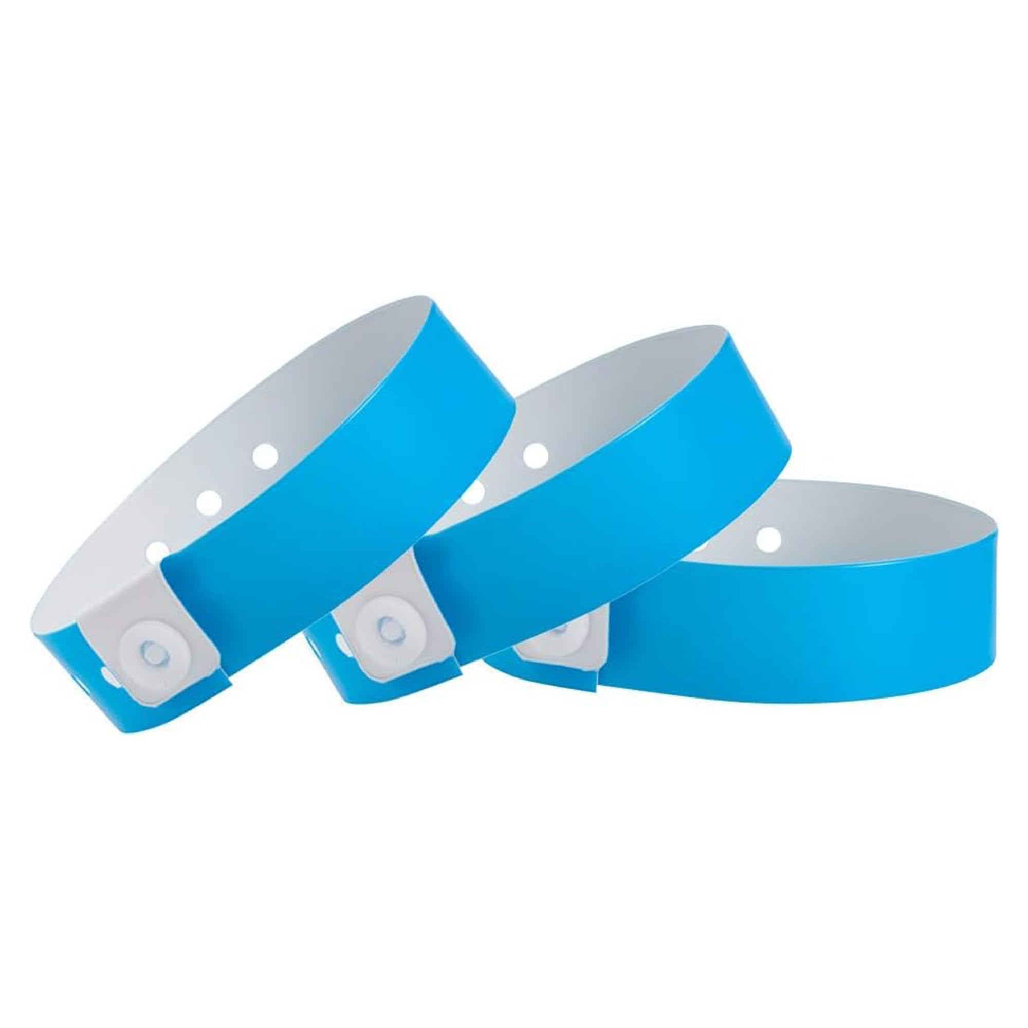 Photo 1 of 100 WristCo Neon Blue Premium Multi-Layer Vinyl Wristbands for Events – Extended Wear, Tamper-Proof, Stronger Plastic – Bracelet for Hospital ID, Concert Entry, Party Event, VIP Identification