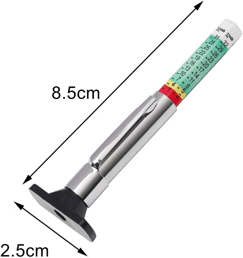 kuou 10PCS Tyre Tread Depth Gauge, Color Coded Car Tread Depth Metric Gauges Check Measuring