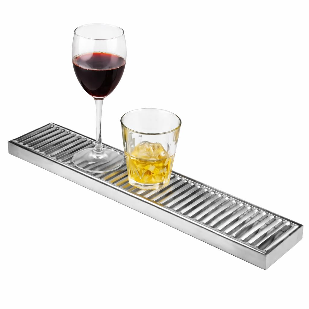 Stainless Steel Drip Tray 50cm x 10cm – Long Bar Drip Tray with Removable Insert for Beer Taps, Home Bars & Cocktail Stations