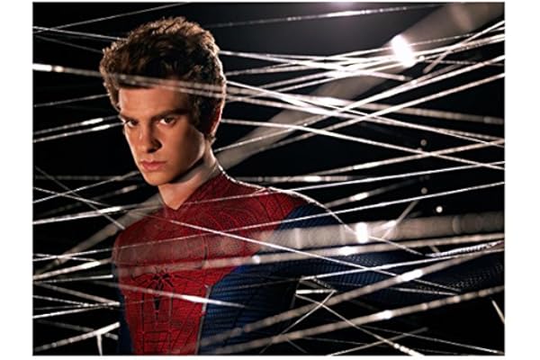 The Amazing Spider-Man Andrew Garfield in Suit Standing in Webs 8 x 10 Inch Photo