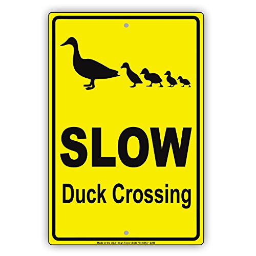 Slow Duck Crossing Hilarious Epic Funny Animal Novelty Caution Alert Notice Aluminum Note Metal 8