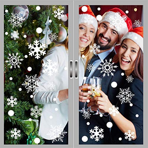 image for UGY 90 Pcs Christmas Decoration Snowflakes Window Clings Reusable Wint