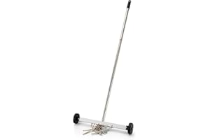 HARDK Magnet Pickup Sweeper Tools - 17 inch - Magnetic Pick Up Sweeper -10 Lbs - Yard Magnet with Telescoping Holder and Wheels to Pick Up Nails, Magnetic Sweeper for Construction,Lawn,Roofing