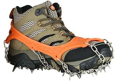 szlzhsm 19 Spikes Crampons Universal Flexible Anti-Slip Ice Grips Snow Traction Cleats Ice Spikes Crampon with Stainless Steel Chain for Climbing Hiking