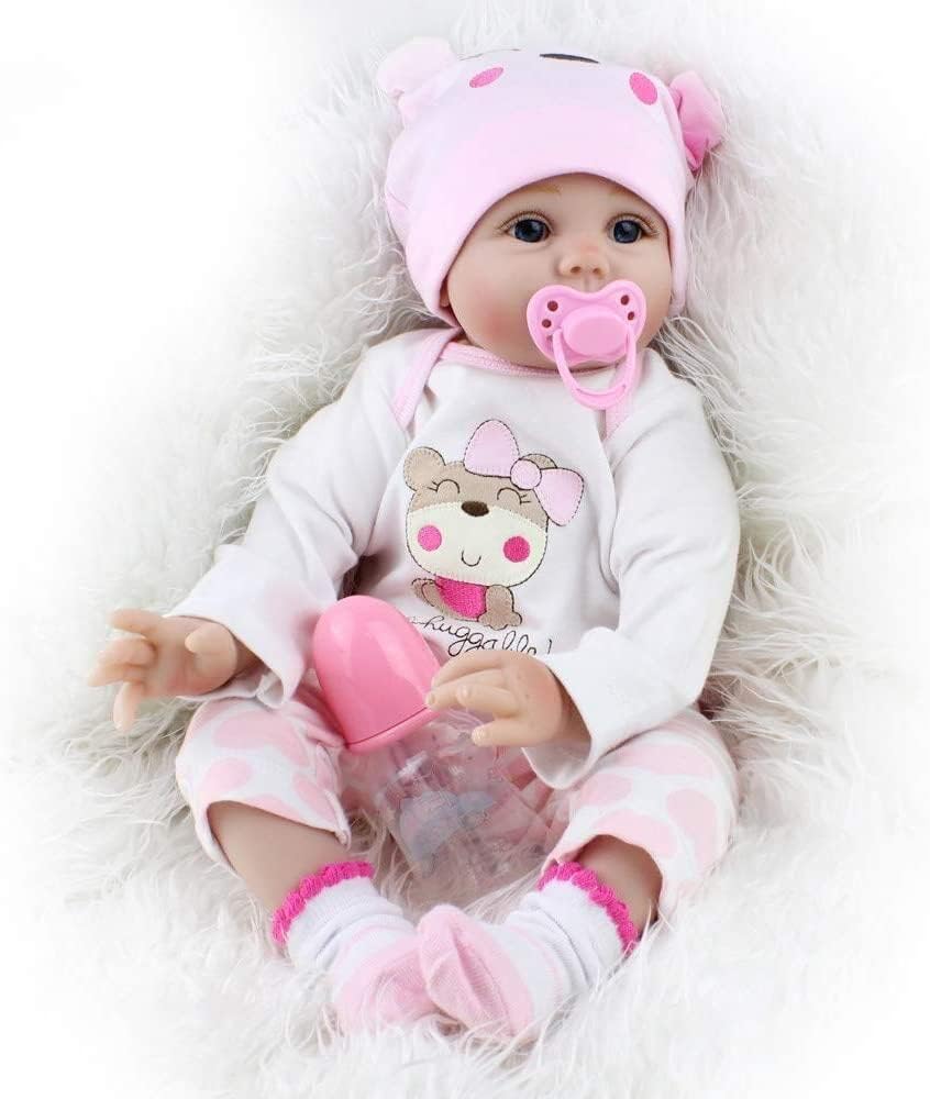 TYRUGD Reborn Baby Dolls 22 inch 55 cm Real Looking Babies Soft Silcione Vinyl Handmade Newborn Baby Toddler Dolls for Girls Toys