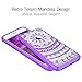 SmartLegend Case for iPhone 6S & iPhone 6, Girls Women Slim Anti-Slip Clear Soft TPU Bumper + Hard PC Back Shockproof Full-Body Protective Phone Cover for iPhone 6/6s- Purple Mandala
