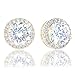 ORROUS & CO Legacy Collection 18K Gold Plated Cubic Zirconia Halo Stud Earrings, Round