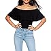 May&Maya Women's Off Shoulder with Ruffle Overlay Bodysuit