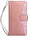 iPhone 8 Plus Case,iPhone 7 Plus Case,Dailylux iPhone 7 Plus Wallet Case Premium PU Leather+TPU inner shell Flip Case With 9 Card Slot Cover for iphone 8 Plus/7 Plus 5.5 inch-Bling Rose Gold