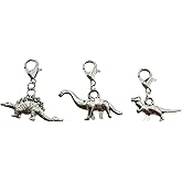 3pcs Dinosaur Clip on Charm, Planner/Zipper Pull/Bag Charm/Case/Lanyard Charm, Stitch Marker, Dino Jewelry