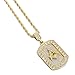 Mens Gold-Tone Hip Hop Bling Masonic Mason Stardust Dog Tag Pendant 3mm 24
