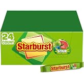STARBURST Sour Chewy Candy Snacks, 2.07 Oz Pack, Bulk Candy, 24 Count | Sour candy snack, share size fruit chews, individually wrapped candy, bulk candy for party, movie night, travel