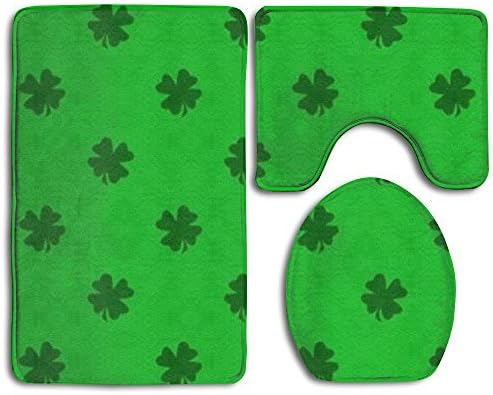 Saint Patrick Shamrocks Traditional Bathroom Rugs Set Fastness Toilet Rug Anti Mite Lid Toilet Cover And Bath Mat