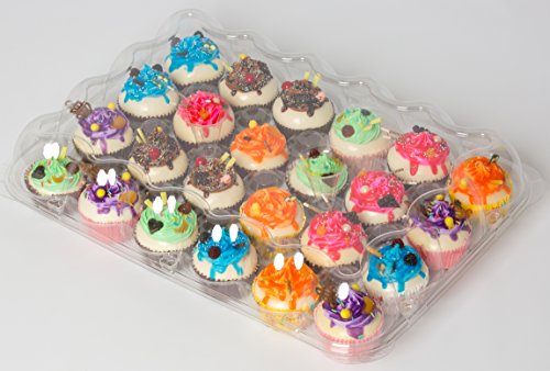 (5 Pack) 24 Cupcake Carrier - High Tall Dome Clear Containers Thick Plastic Disposable Storage Boxes. 2 Dozen Compartments Slots Holder Cupcakes Box Tray Container. Cup Cake Holders By Cakes Of Eden - Thumbnail 5