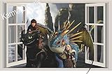 How to train your dragon Astrid and Stormfly Hiccup and toothless Movie 3D Wall Decal Sticker 18