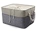 iwill CREATE PRO Natural Linen Folding Storage Baskets, Cotton Drawstring Closure, Toys, Clothes, Towels, Books Storage, Storage Cube for Shelf, Gray