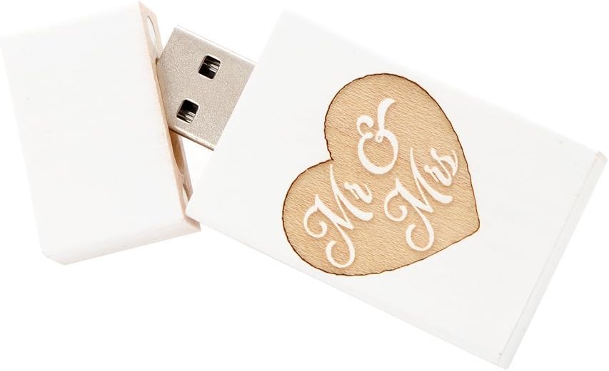 SameDayFlash 1 32GB USB 2.0 White Wash Maple Drive- Single Item - Grove Stick Body - Mr & Mrs Engraved