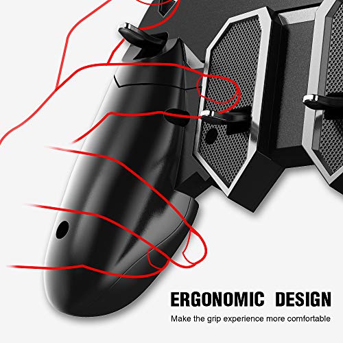 Meo Mobile Game Controller [Six-Finger] - Game Controller with Gaming Trigger, Shoot Sensitive Controller Gamepad Aim & Fire Trigger for PUBG/Fortnite (Black) - Thumbnail 3