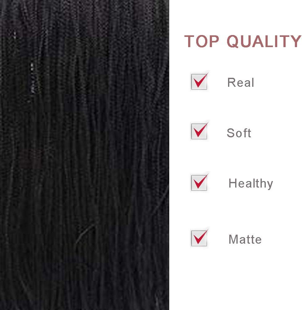Handmade Black Braided Wigs for Black Women Long Synthetic Lace Front Wigs Realistic Straight Long Black Micro Box Braid Hair Wig Glueless Heat Resistant Fiber Hair Density 26inch - Image 5