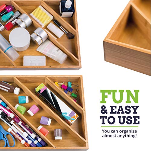 Diagonal Space Saving Bamboo Drawer and Organizer Divider fits