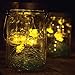 Solar Firefly LED Glass Lantern - Flickering Lightning Bug Mason Jar Light