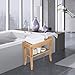 Ollieroo Bamboo Shower Bench Seat Wooden Spa Bench Stool with Storage Shelf, Bath Seat Bench Stool Bath & Shower Transfer Benches