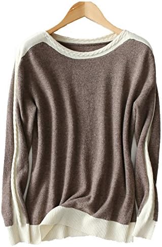 Ladies Stylish Sweater Top Pullover Jumper 100% Pure Cashmere Wool With Cable Knit On The Neck and Sleeves (S, Beige)