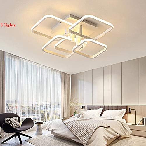 GFQ Modern Ceiling Light Royal Pearl Dimmable LED Chandelier Flush Mount Ceiling Light for living room Bedroom lamp rectangular lamp lighting-20.4in*23.2in-5