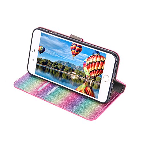 For iPhone 6 Plus/ 6S Plus Case,Aearl Bling Glitter 3D Butterfly PU Leather Flip Case With Stand Wallet Card Slots Magnetic Book Cover with Screen Protector for iPhone 6S Plus/ 6 Plus -Gradient green